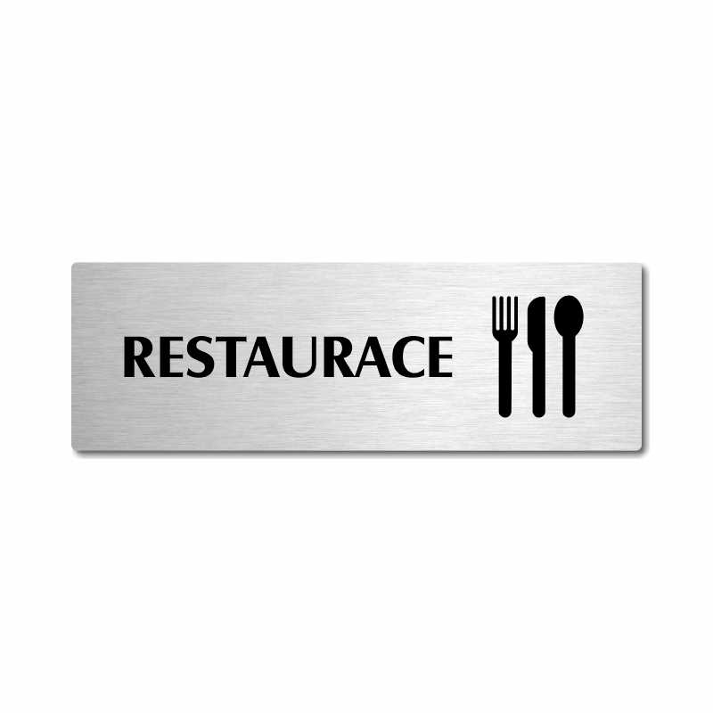Restaurace, stříbrná popiska na dveře
